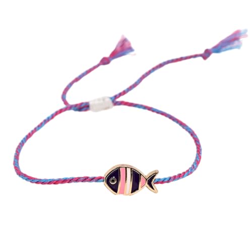 YiNLuax Elegant Einstellbar Geflochtenes Kabelarmband Mit Metallischem Fischcharme Und Glattem Ölfinish Für Tägliche Verschleiß Multikolor Kabel Verstellkette von YiNLuax