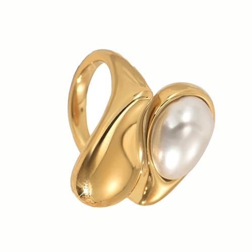 YiNLuax Elegante Fingerringe Partyzubehör Geometrische Perlen Hochzeiten Ringe Kupferstruktur Geeignet Für Mode Freihöhe Look Kupferschmuck von YiNLuax