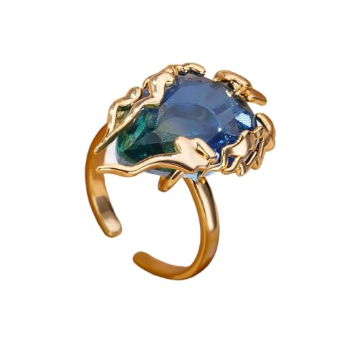 YiNLuax Elegante Flammförmige Tränenringe Blau Bis Grün Gradienten Kubikzirkonia Steine ​​einstellbar 17 7 Mm Öffnen Leichter Kupferfeuerring von YiNLuax