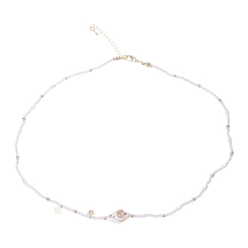 YiNLuax Elegante Perlen Halskette Mode Schlüsselbeutelkette Mit Nachahmungsperlen Und Mond Für Tägliche Verschleißhandschurken Kristallkragenkette von YiNLuax