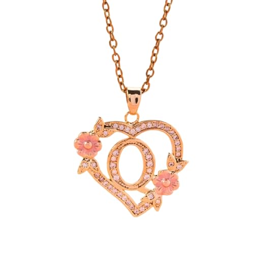 YiNLuax Eleganter Hohlausleitungsbrief Charme Halskette Messing Floral Herz Anhänger Leichter Schmuck Für Besondere Anlässe Stylische Anfängliche Halskette Für Sie von YiNLuax