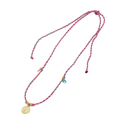 YiNLuax Elegantes Frauen Halsketten Accessoire Mit Farbenfrohen Baumwollseil Und Schutzpapier Teufel Augenanhänger Für Partys Pfeffer Charme Schmuck von YiNLuax