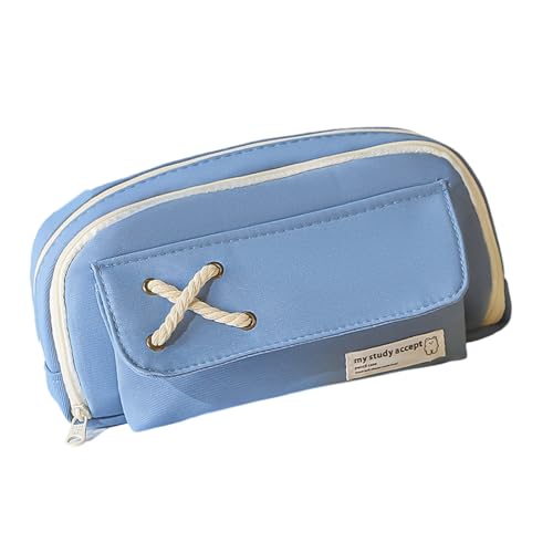 YiNLuax Federmäppchen Mädchen Federmäppchen Schreibwaren Tasche Make-up Tasche Leinwand Stifttasche Bleistift Organizer Schreibwaren Tasche für Schule, blau, 21*11cm von YiNLuax