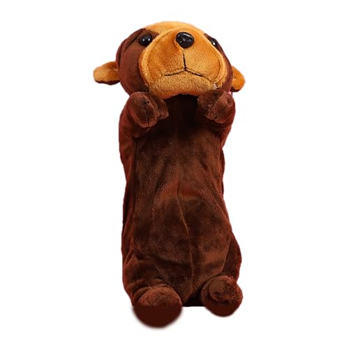 YiNLuax Federmäppchen mit Cartoon-Hund, großes Fassungsvermögen, schönes Plüsch-Federmäppchen, Tier-Make-up-Tasche, Schulanfang, Sharpei, 23 cm von YiNLuax