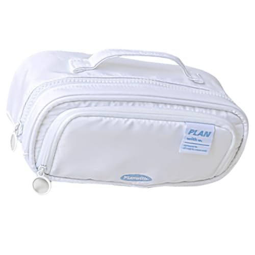 YiNLuax Federmäppchen mit großem Fassungsvermögen, einfache Schreibwaren-Tasche, erweiterbare Bleistifttasche, Schreibtisch-Organizer für Studenten, weiß, 20*8*8cm von YiNLuax