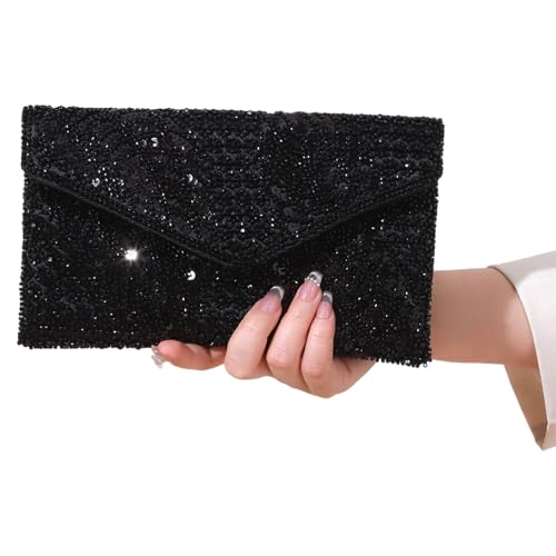 YiNLuax Frauen Perlen Pailletten Umhängetasche Mode Clutches Handtasche Crossbody Tasche Mit Kettenriemenhülle Geschenke Trendige Klauen Satchel Satchel von YiNLuax