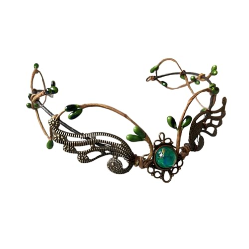 YiNLuax Glitzernde Waldgeweihen Circlet Blattmuster Kopfbedeckung Für Halloween Renfaire Kostümpartys Rollenspiele Geweihkrone von YiNLuax