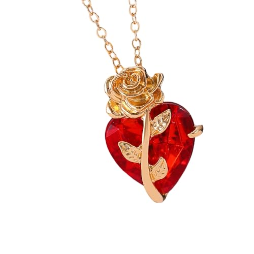 YiNLuax Gothic Inspirierte Schlüsselbein Halskette Verstellbare Länge Halshain Rose Und Herz Charm Designs Colarbone Kette Dunkle Romantiklegierung Halskette von YiNLuax
