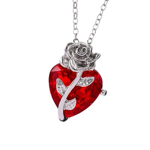 YiNLuax Gothic Inspirierte Schlüsselbein Halskette Verstellbare Länge Halshain Rose Und Herz Charm Designs Colarbone Kette Dunkle Romantiklegierung Halskette von YiNLuax