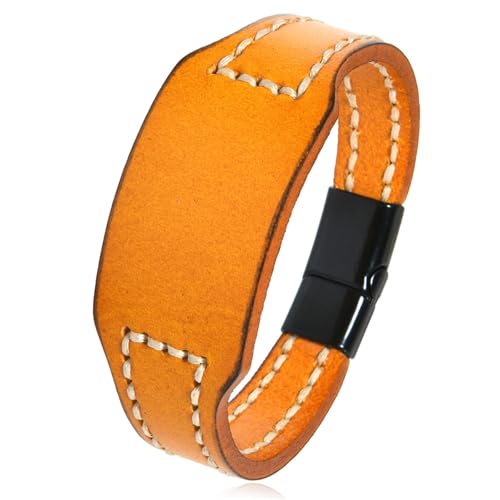 YiNLuax Handwerksgenähte Ledermanschette Armband Anpassbare Größe Für Moderne Lebensstil von YiNLuax