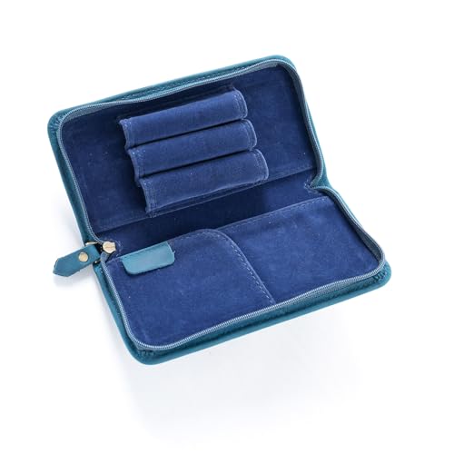 YiNLuax Leder-Füllfederhalter-Etui, große Kapazität, Schreibwaren-Tasche, Stiftebeutel, 3 geteilte Fächer, Stiftehalter, blau, 17*8CM von YiNLuax
