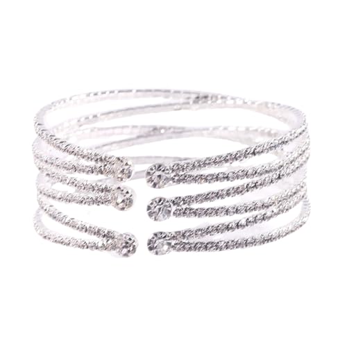 YiNLuax Mehrschichtiger Strasssteine ​​Armband Für Frauen Modische Verstellbare Schichtkristallmanschette Armreifen Eleganter Hochzeit Schmuck von YiNLuax