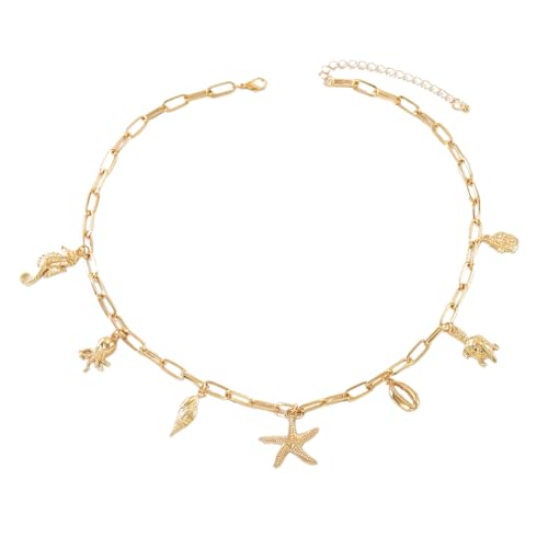 YiNLuax Multi Color Styles Shell Halskette Raffinierte Schmuck Fashion Stapelbare Kette Für Strandpartys Täglicher Kleidung Stilvolle Urlaubszubehör von YiNLuax