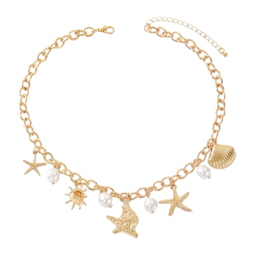 YiNLuax Multi Color Styles Shell Halskette Raffinierte Schmuck Fashion Stapelbare Kette Für Strandpartys Täglicher Kleidung Stilvolle Urlaubszubehör von YiNLuax