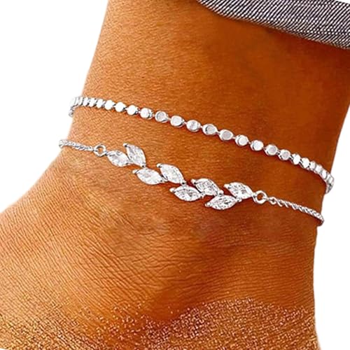 YiNLuax Multi Row Fußkettchen Set Für Frauen Verstellbare Länge Knöchelarmband Leichtes Fußschmuck Wasserdichtes Zubehör Verstellbare Perlen Fachlets Frauenschmuck von YiNLuax