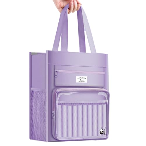 YiNLuax Multifunktionale Canvas-Büchertasche, Handschultasche, 8 Fächer, Dokumenten-Aufbewahrungstasche für Schüler, Lehrer, Farbe 5, Length Width Height 30*15*36cm von YiNLuax