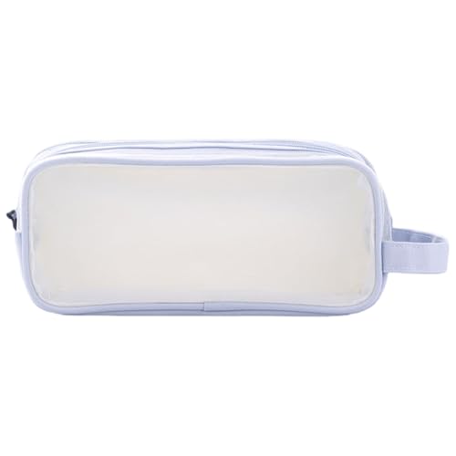 YiNLuax Multifunktionales Federmäppchen, transparentes Stifteetui für Prüfungen, große Kapazität, Stifttasche, Reise-Kosmetiktasche für Studenten, hellblau, 225*75*95mm von YiNLuax