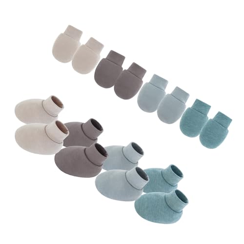 YiNLuax Packung Aus 4 Set Baby Anti Scratch Fäustlingen Und Socken Weiche Baumwollstoffhandschuhe Fußabdeckungen Für Hand Fußsicherheit Von Hand Fuß Baumwollhandschuhen von YiNLuax