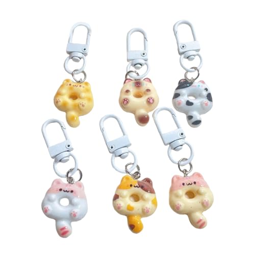 YiNLuax Packung Von 6 Einzigartigen Telefonschmuck Katzen Taschenzubehör Modische Schlüsselanhängerharz Textur Geeignet Für Künstlerische Displays Süßes Katzen Telefongurt von YiNLuax