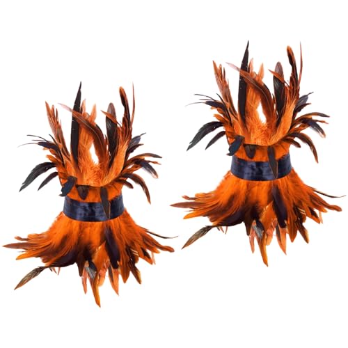 YiNLuax Punk Styles Fuzzy Gefiederte Fußkettchen Verstellbarer Fußschmuck Für Cosplay Event Bühnenshows Und Halloween Feier PU Leder Feder Knöchelmanschette Halloween Dekoration von YiNLuax