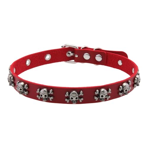 YiNLuax Punk Styles Schädel Halskette Mit Verstellbarer Kette PU Leder Gothic Schmuck Für Männer Frauen Nervöser Streetwear Accessoire Unisex Punk PU Leder Halskette von YiNLuax