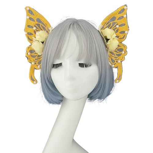 YiNLuax Renaissances Stile Kristallperlen Flügel Haarteil Praktisch Stirnband Perfekt Für Gotische Wälder Kostüm Charme Fairys Stirnband Mit Flügel von YiNLuax