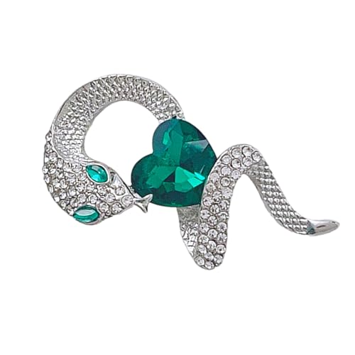 YiNLuax Retro Herzförmige Schlangenbrosche mit grünem Zirkon Kristall Anstecknadel für Damenbekleidung Mode Corsage von YiNLuax