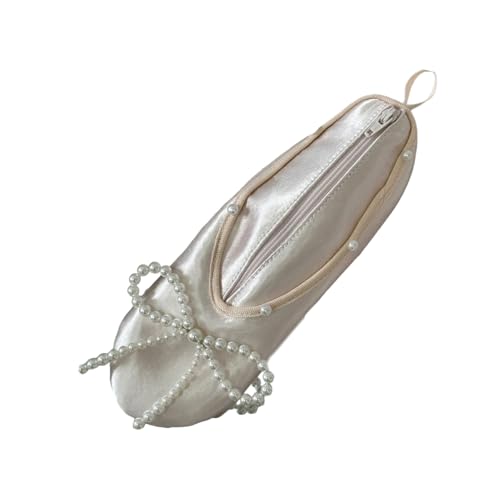 YiNLuax Robust Satins Ballet Make Up Hülle Geräumige Innenarchitserakzente Schmuck Organisatoren Für Frauen Accessoires Elegante Ballettschuhform Tasche von YiNLuax
