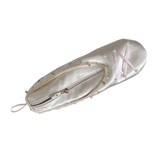 YiNLuax Robust Satins Ballet Make Up Hülle Geräumige Innenarchitserakzente Schmuck Organisatoren Für Frauen Accessoires Elegante Ballettschuhform Tasche von YiNLuax