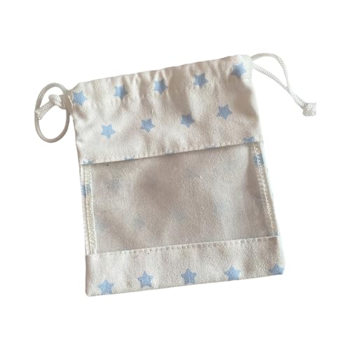 YiNLuax Sternmuster Schmucktasche Zeichnungsstring Aufbewahrung Reisetilien Klar Make Up Beutel Sternmuster Kosmetische Make Up Toilnee von YiNLuax