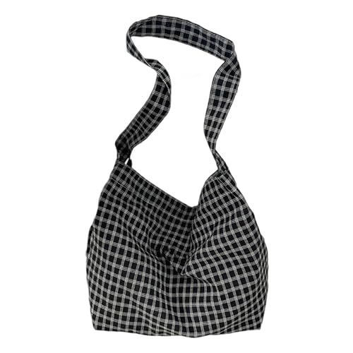 YiNLuax Stilvolles Koreanisches Design Polyester Umhängetasche Casual Crossbody Tasche Satchel Mit Innerer Tasche Für Die Arbeit Täglich Verwenden Sie Modische Gitterdesign Umhängetasche von YiNLuax