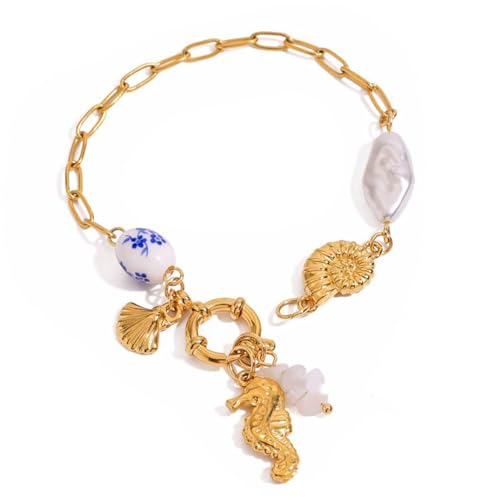 YiNLuax Stylish Minimalistische Seesternschale Anhänger Armband Verstellbares Handgelenk Kette Mode Schmuckstück Minimalistische Seesternschale Charme Armband von YiNLuax