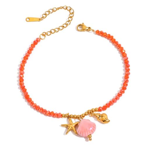 YiNLuax Stylish Minimalistische Seesternschale Anhänger Armband Verstellbares Handgelenk Kette Mode Schmuckstück Minimalistische Seesternschale Charme Armband von YiNLuax