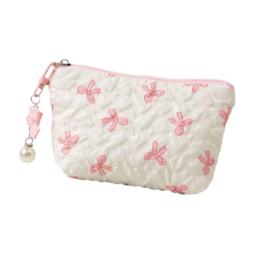 YiNLuax Tragbare Frauen Make Up Beutel Mit Bowknot Muster Polyester Stoff Kosmetikbeutel Für Lippenstifte Und Schönheit Essential Toilneaglertasche von YiNLuax