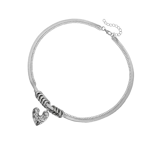 YiNLuax Trendy Layer Heart Halskette Metallic Legierung Schmuck Multifauntal Mode Accessoire Für Lässige Oder Formelle Outfits Kreative Mode Metallic Heart Halskette von YiNLuax