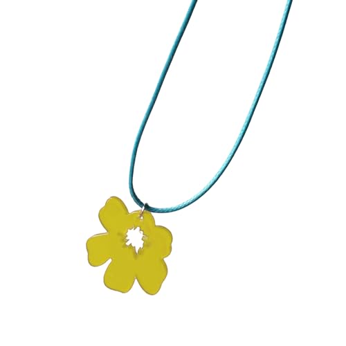 YiNLuax Verstellbare Blumenheizkette Einstellbare Länge Schlüsselbeinkette Buntes Acrylblüte Charme Frauen Heckkette von YiNLuax