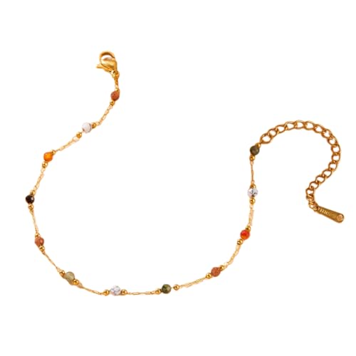 YiNLuax Vintage Schmuckaccessoire Bunte Steinperlen Armband/Kette/Fußkettchen Für Frauen Und Modebegeisterte von YiNLuax