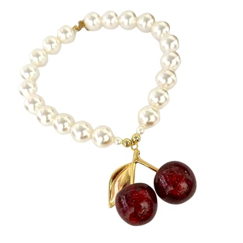 YiNLuax Zarte Halskette mit Kirschenmotiv und Perlen, ideal für Mädchen und diejenigen, die bezaubernde Accessoires lieben von YiNLuax