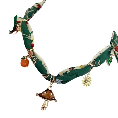 YiNLuax Zarte Verstellbare Samt Kabel Ketten Schlüsselbeinkette Mit Pilzanhänger Und Liebe Detail Geschenk Weiche Seidenschalkette von YiNLuax