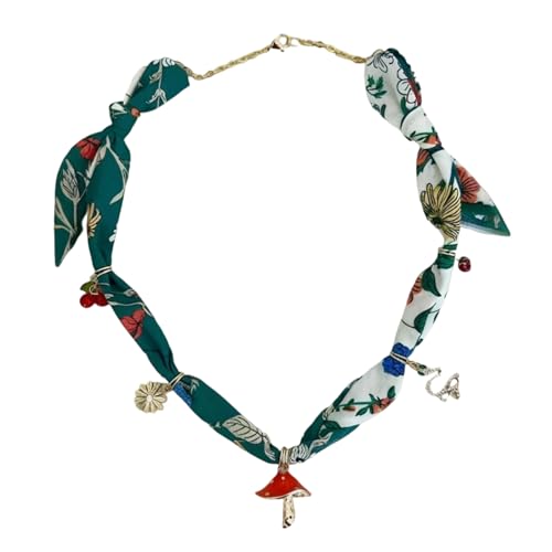 YiNLuax Zarte Verstellbare Samt Kabel Ketten Schlüsselbeinkette Mit Pilzanhänger Und Liebe Detail Geschenk Weiche Seidenschalkette von YiNLuax