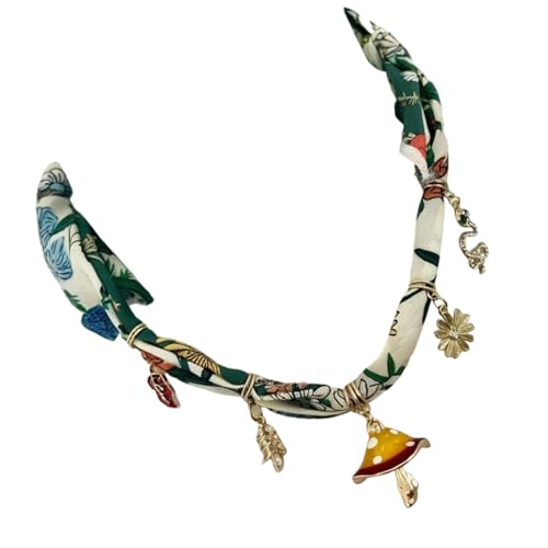 YiNLuax Zarte Verstellbare Samt Kabel Ketten Schlüsselbeinkette Mit Pilzanhänger Und Liebe Detail Geschenk Weiche Seidenschalkette von YiNLuax