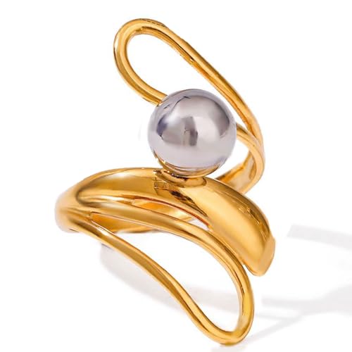 YiNLuax Zeitgenössische Asymmetrische Schleifenschmuck Edelstahlringe Einfache Wartung Und Vielseitiges Styling Fingerzubehör Moderne Geometrische Ringdesign von YiNLuax