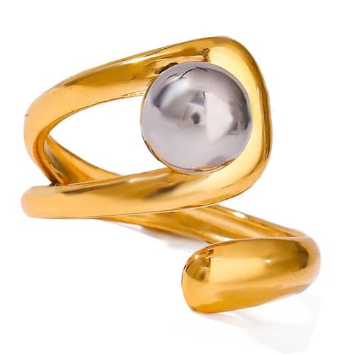 YiNLuax Zeitgenössische Asymmetrische Schleifenschmuck Edelstahlringe Einfache Wartung Und Vielseitiges Styling Fingerzubehör Moderne Geometrische Ringdesign von YiNLuax