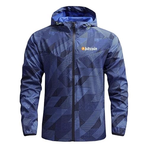 YiNZo Männer/Frauen Neue Hoodie Bitcoin Gedruckt Dünne Jacke Outdoor Durchgehender Reißverschluss Strickjacke (Blau,M) von YiNZo