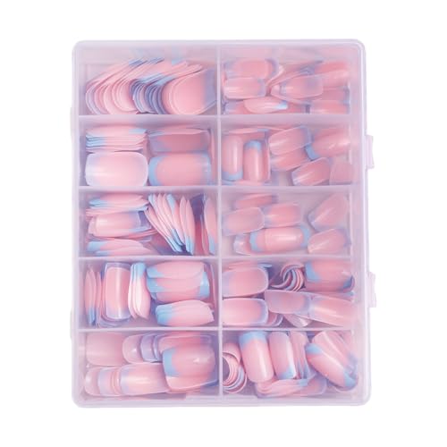 120 Stück Künstliche Nägel Blaue Französische Spitze Künstliche Nägel Vollständige Abdeckung Zum Aufkleben Tragbare Nägel Zum Aufdrücken Für Frauen Und Mädchen von YiQinzcxg