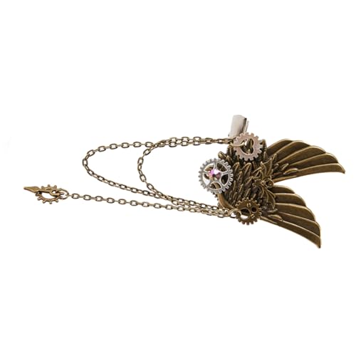 2-in-1 Steampunk-Haarspange/Brosche für Mädchen, Haarstyling, Blume & Zahnradkette, Haarspange, Anstecknadel, Metall-Haarspange für Damen, Anstecknadel, Rückseite, Metall-Anstecknadel, Steampunk von YiQinzcxg