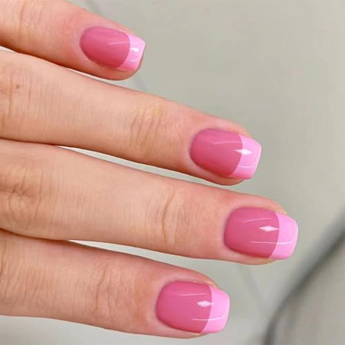 24 Stück Kurze Quadratische Press On Nägel Designs Französische Kunstnägel Acryl Kunstnägel Künstliche Nägel Kleber Auf Den Nägeln Für Frauen von YiQinzcxg