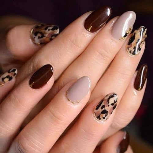 24 Stück Leoparden Druck Zum Aufdrücken Auf Die Nägel Kurze Mandelförmige Falsche Nägel Glänzende Künstliche Nägel Vollständige Abdeckungen Zum Aufkleben Für Frauen 24 Stück Leoparden Druck Zum Aufdrücken Auf Die Nägel Kurze Mandelförmige Falsche Nägel Glänzende Künstliche Nägel Vollständige Abdeckungen Zum Aufkleben Für Frauen von YiQinzcxg