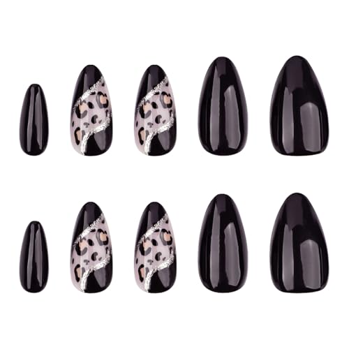 24 Stück Mandelnägel Zum Aufdrücken Leopardenmuster Französische Kunstnägel Künstliche Acrylnägel Künstliche Nägel Kleber Auf Den Nägeln Für Frauen von YiQinzcxg