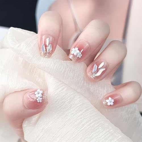 24 Stück Quadratische Nägel Zum Aufdrücken Glänzende Designs Französische Künstliche Nägel Künstliche Acrylnägel Künstliche Nägel Kleber Auf Den Nägeln Für Frauen von YiQinzcxg